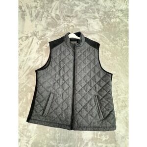 Pronto Uomo Men's Vest XXL Quilted Charcoal Gray Black Piped Pockets Full Zip